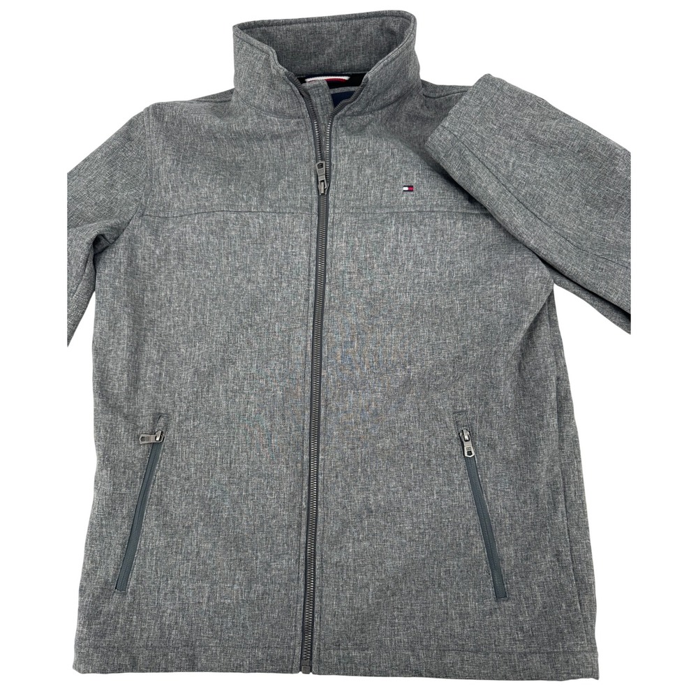 Tommy Hilfiger Men's Gray Softshell Full Zip Jacket Size S Water Resistant